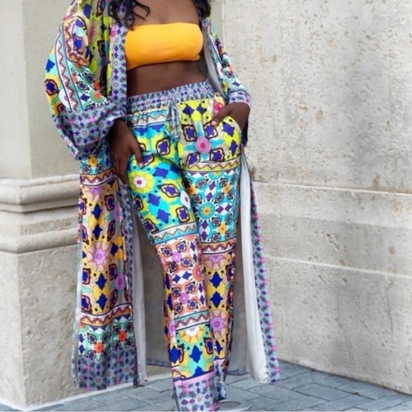 Zara Women's Kimono Robe Style Floral Print Midi Open Front With Tie Size M NWT - Picture 5 of 15